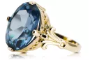 Or jaune 14 carats Aigue-marine Anneau Artisanat vintage vrc369y